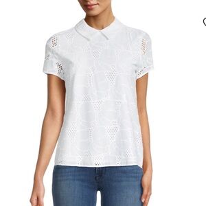 Karl Lagerfeld Paris White Eyelet Blouse